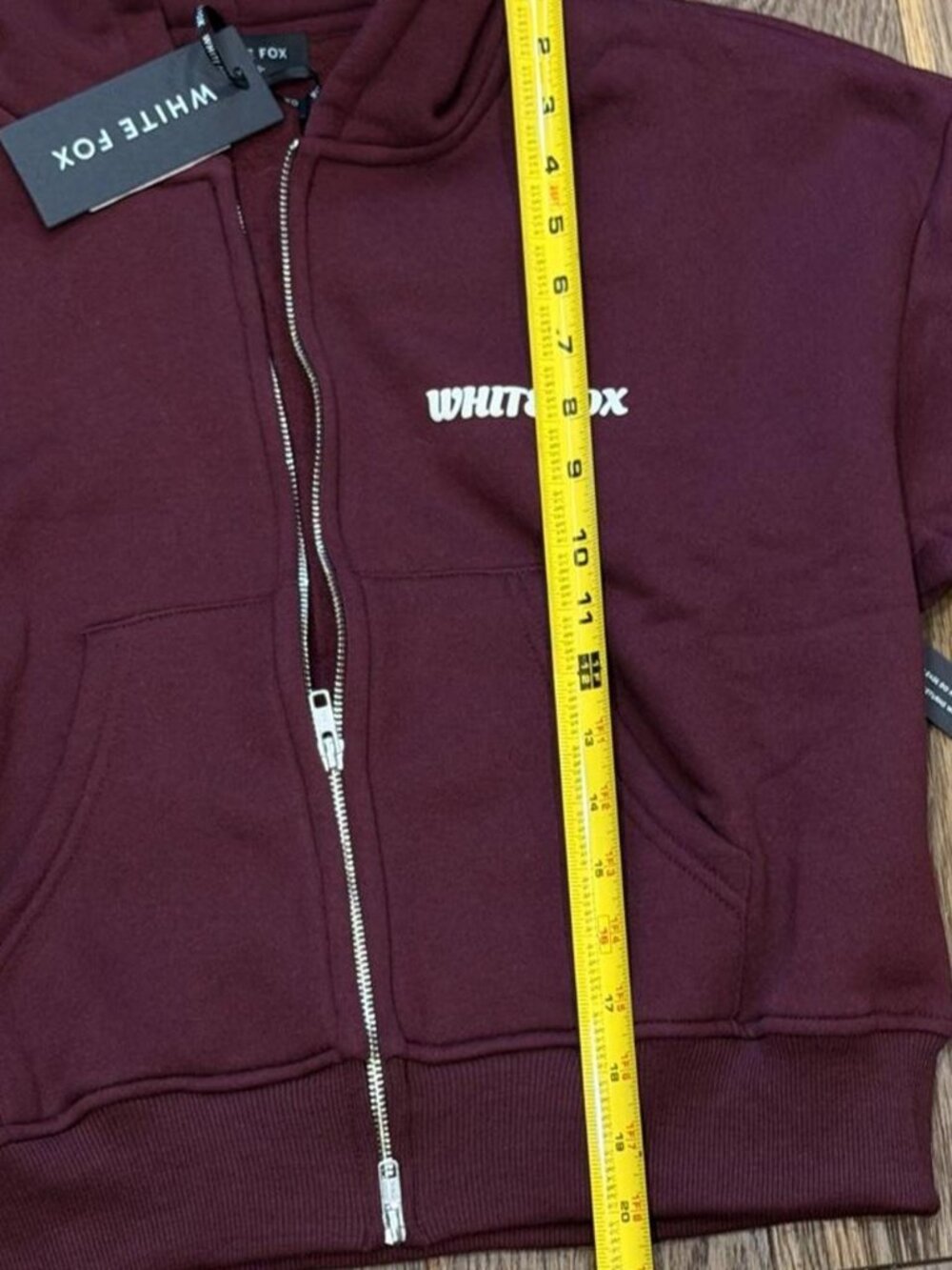 White Fox Boutique Burgundy Zip Up Hoodie Oversized NWT - Picture 7 of 8